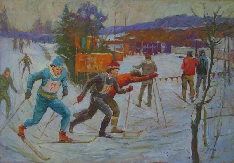 Лыжники. Александр Дайнека
