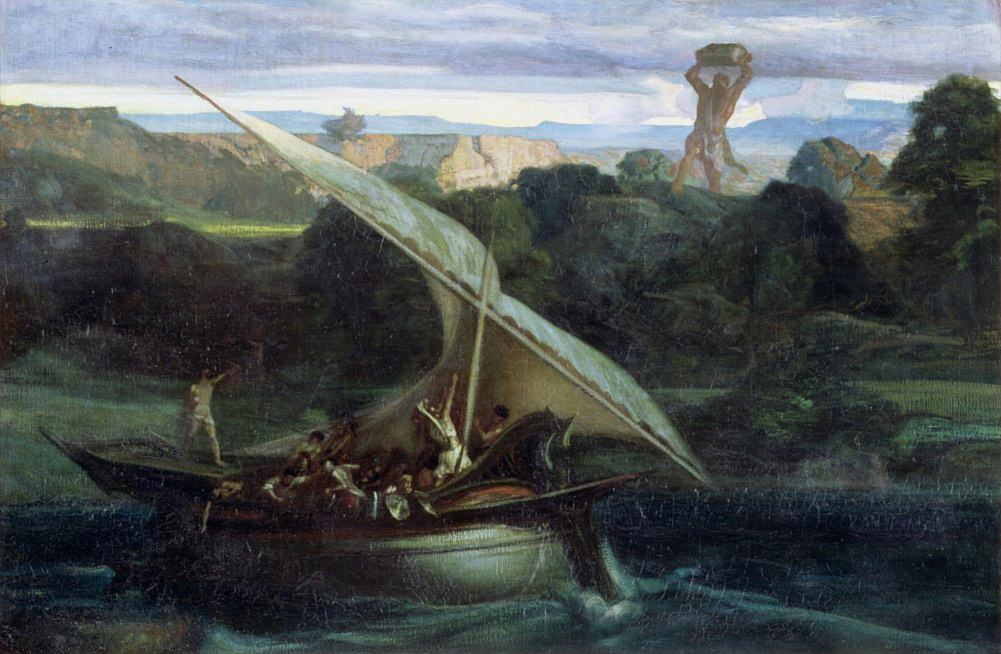 Александр-Габриэль Декан. Полифем атакует моряков в своей лодке.1855